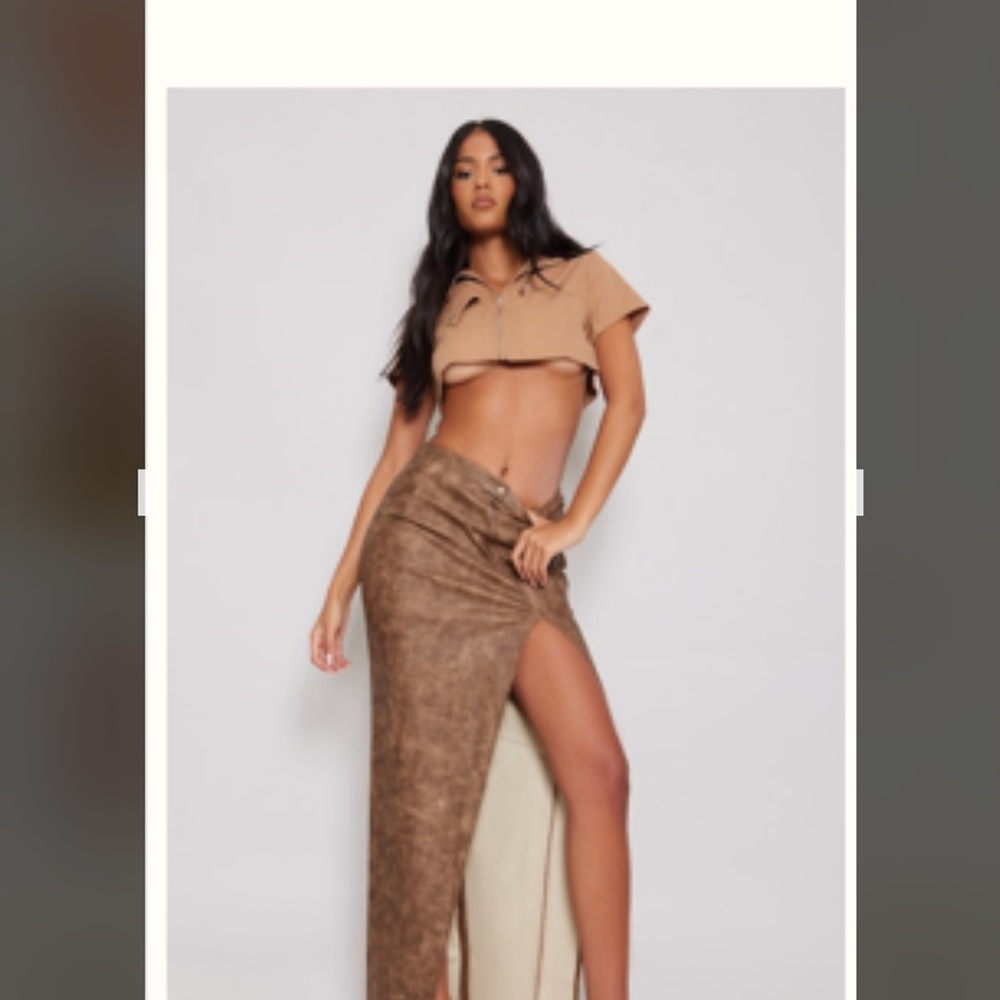 TALL PrettyLittleThing Brown Maxi Skirt
